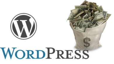 logo de WordPress et sac rempli d'argent