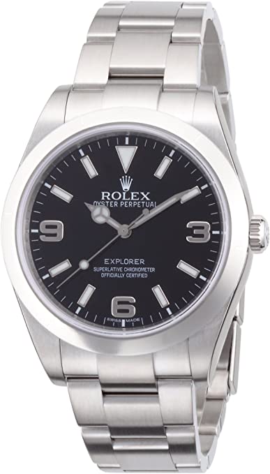 Montre Rolex Explorer avec cadran noir en acier inoxydable Rolex Oyster Automatic 214270